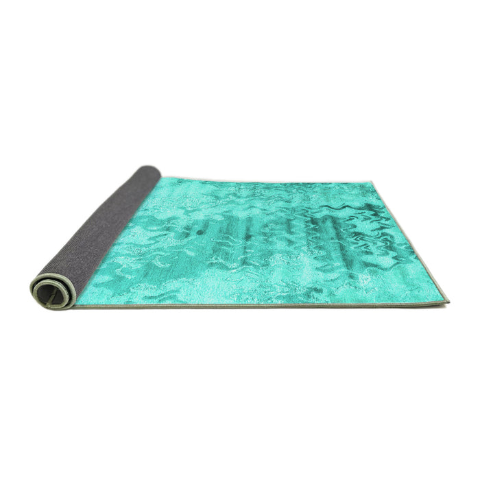 Sideview of Abstract Turquoise Contemporary Rug, con2284turq