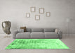 Machine Washable Abstract Emerald Green Contemporary Area Rugs in a Living Room,, wshcon2284emgrn