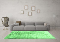 Machine Washable Abstract Emerald Green Contemporary Rug, wshcon2284emgrn