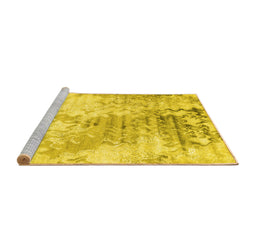 Sideview of Machine Washable Abstract Yellow Contemporary Rug, wshcon2284yw