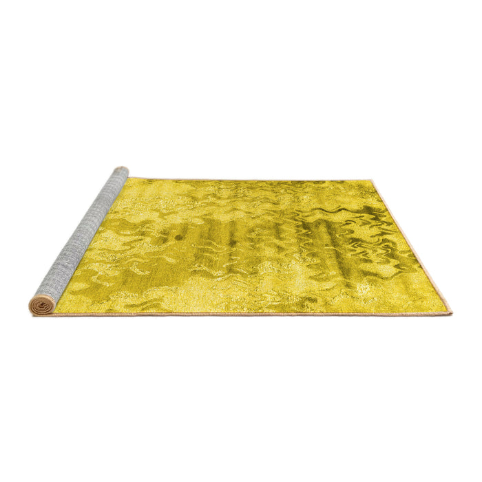 Sideview of Machine Washable Abstract Yellow Contemporary Rug, wshcon2284yw