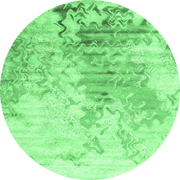 Round Abstract Emerald Green Contemporary Rug, con2284emgrn