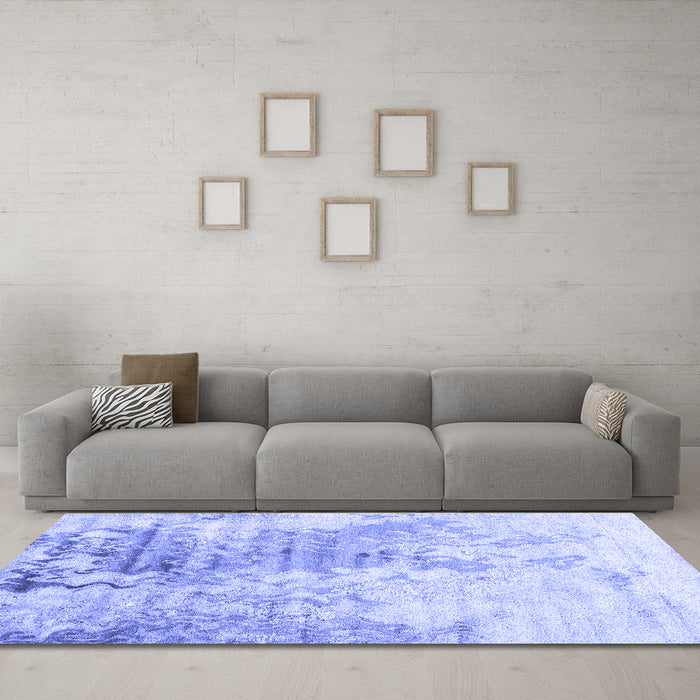 Machine Washable Abstract Blue Contemporary Rug in a Living Room, wshcon2284blu