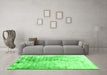 Machine Washable Abstract Green Contemporary Area Rugs in a Living Room,, wshcon2284grn