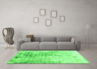 Machine Washable Abstract Green Contemporary Rug, wshcon2284grn