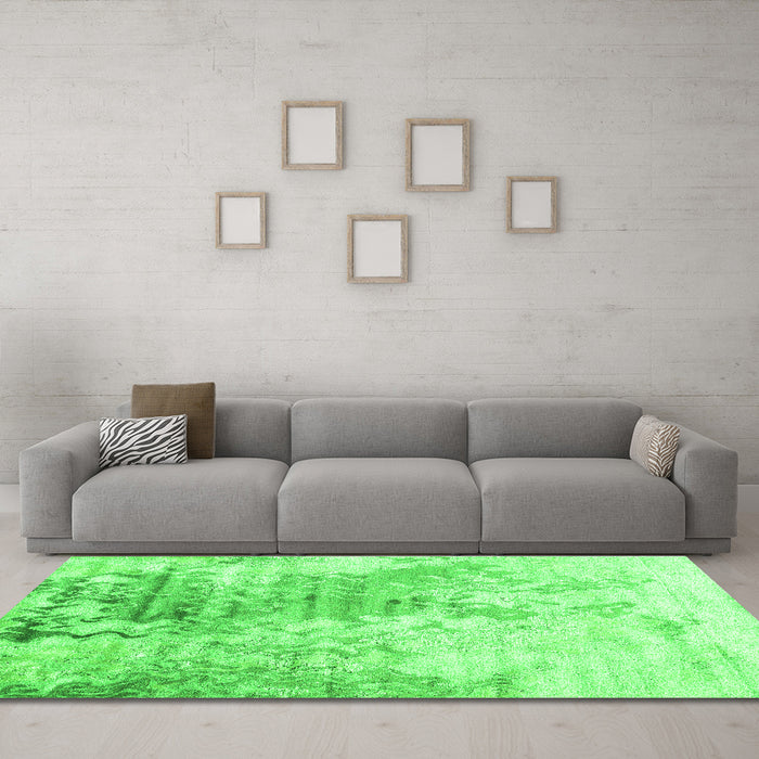 Machine Washable Abstract Green Contemporary Area Rugs in a Living Room,, wshcon2284grn