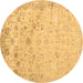 Round Machine Washable Abstract Brown Contemporary Rug, wshcon2285brn