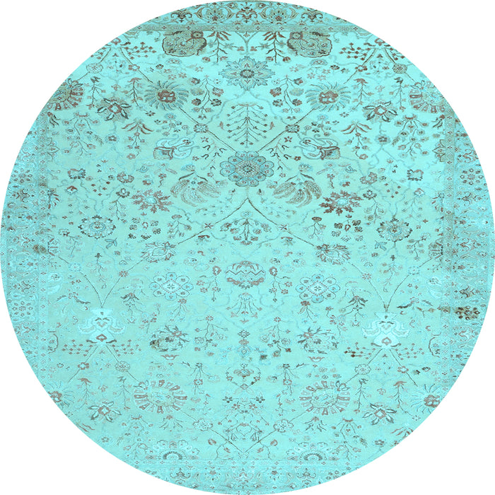 Round Machine Washable Abstract Light Blue Contemporary Rug, wshcon2285lblu