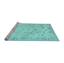 Sideview of Machine Washable Abstract Light Blue Contemporary Rug, wshcon2285lblu
