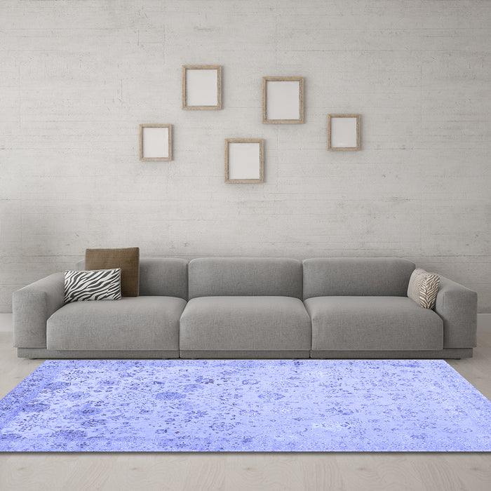 Machine Washable Abstract Blue Contemporary Rug in a Living Room, wshcon2285blu