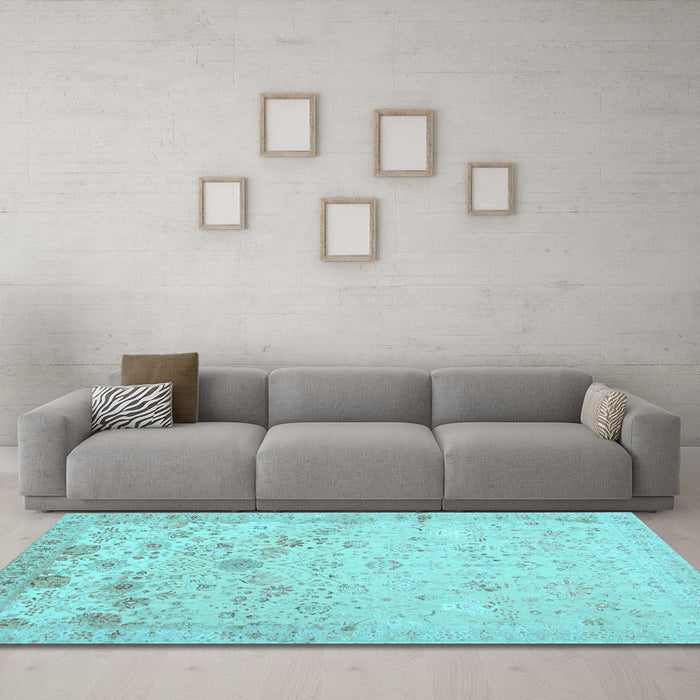 Machine Washable Abstract Light Blue Contemporary Rug in a Living Room, wshcon2285lblu