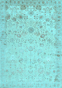 Abstract Light Blue Contemporary Rug, con2285lblu