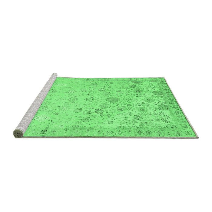 Sideview of Machine Washable Abstract Emerald Green Contemporary Area Rugs, wshcon2285emgrn