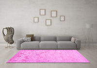 Machine Washable Abstract Pink Contemporary Rug, wshcon2285pnk