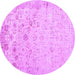 Round Abstract Purple Contemporary Rug, con2285pur