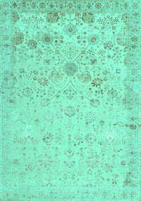 Abstract Turquoise Contemporary Rug, con2285turq