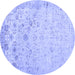 Round Abstract Blue Contemporary Rug, con2285blu