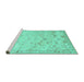 Sideview of Machine Washable Abstract Turquoise Contemporary Area Rugs, wshcon2285turq