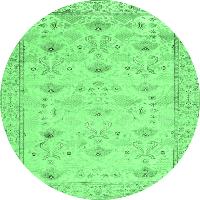 Round Abstract Emerald Green Contemporary Rug, con2286emgrn