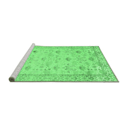 Sideview of Machine Washable Abstract Emerald Green Contemporary Area Rugs, wshcon2286emgrn