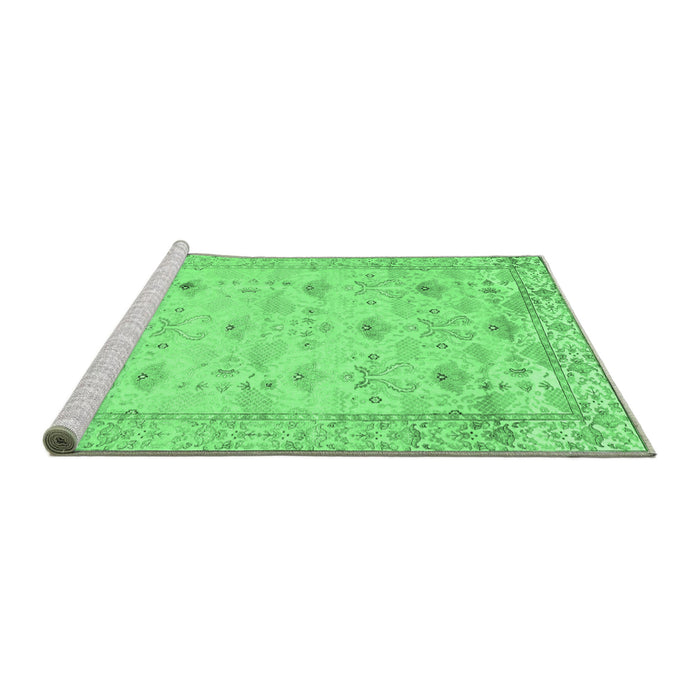 Sideview of Machine Washable Abstract Emerald Green Contemporary Area Rugs, wshcon2286emgrn