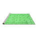 Sideview of Machine Washable Abstract Emerald Green Contemporary Area Rugs, wshcon2286emgrn