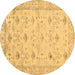 Round Abstract Brown Contemporary Rug, con2286brn