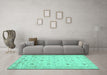 Machine Washable Abstract Turquoise Contemporary Area Rugs in a Living Room,, wshcon2286turq