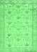 Machine Washable Abstract Emerald Green Contemporary Area Rugs, wshcon2286emgrn