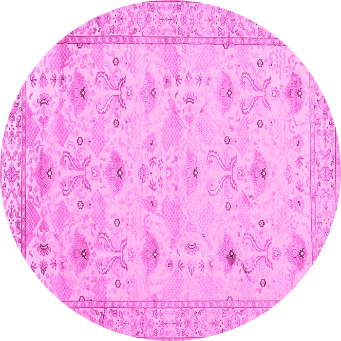 Round Machine Washable Abstract Pink Contemporary Rug, wshcon2286pnk