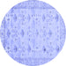 Round Abstract Blue Contemporary Rug, con2286blu