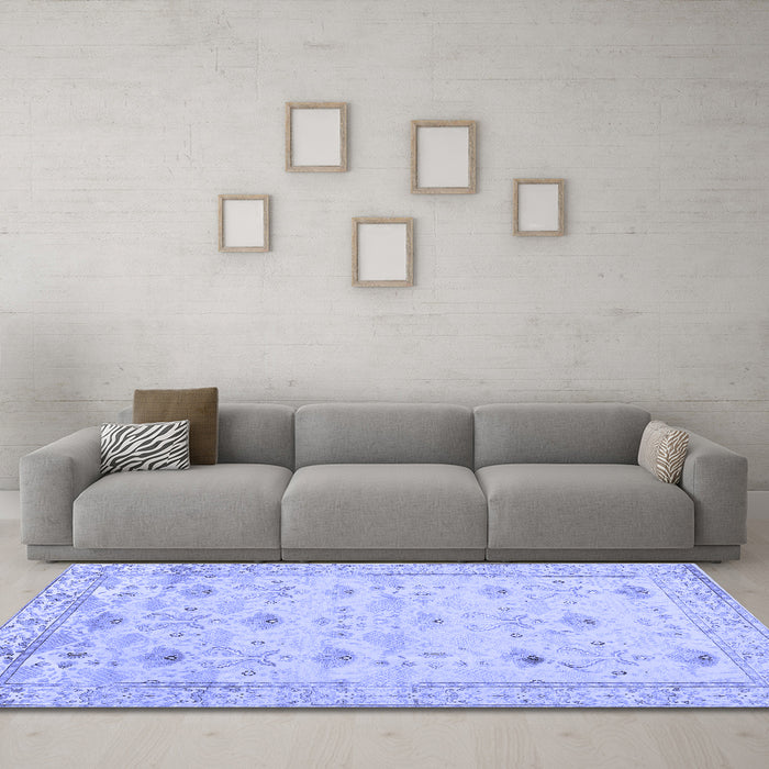 Machine Washable Abstract Blue Contemporary Rug in a Living Room, wshcon2286blu