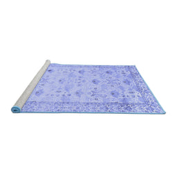 Sideview of Machine Washable Abstract Blue Contemporary Rug, wshcon2286blu