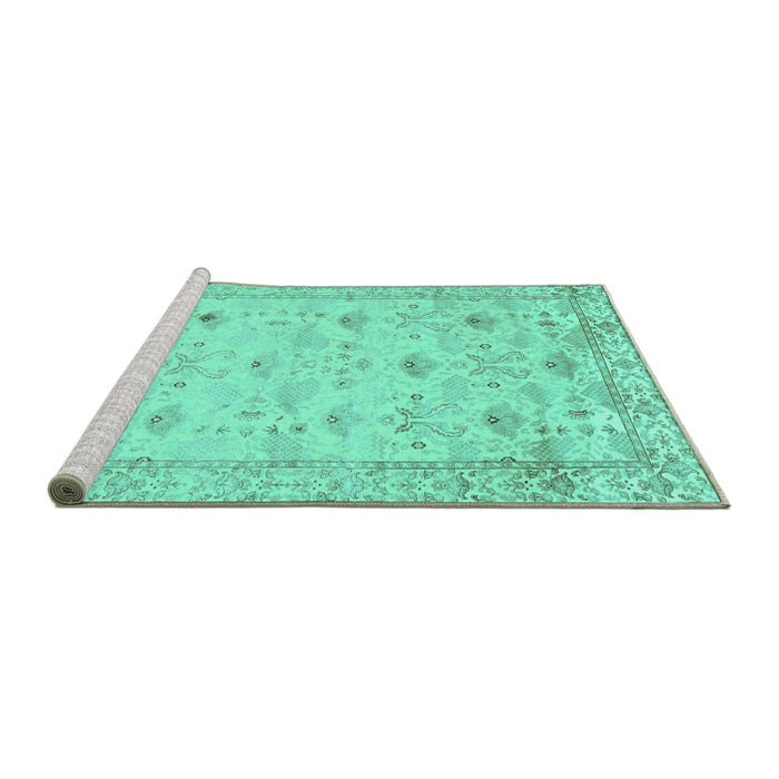 Sideview of Machine Washable Abstract Turquoise Contemporary Area Rugs, wshcon2286turq