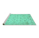 Sideview of Machine Washable Abstract Turquoise Contemporary Area Rugs, wshcon2286turq