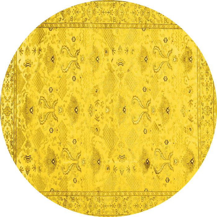 Round Abstract Yellow Contemporary Rug, con2286yw