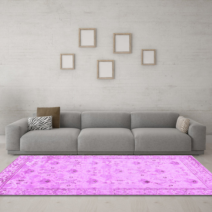 Machine Washable Abstract Purple Contemporary Area Rugs in a Living Room, wshcon2286pur