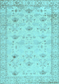 Abstract Light Blue Contemporary Rug, con2286lblu