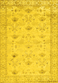 Abstract Yellow Contemporary Rug, con2286yw