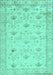 Machine Washable Abstract Turquoise Contemporary Area Rugs, wshcon2286turq