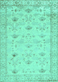 Abstract Turquoise Contemporary Rug, con2286turq