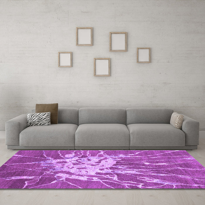Machine Washable Abstract Purple Contemporary Area Rugs in a Living Room, wshcon2287pur