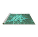 Sideview of Machine Washable Abstract Turquoise Contemporary Area Rugs, wshcon2287turq