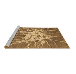 Sideview of Machine Washable Abstract Brown Contemporary Rug, wshcon2287brn