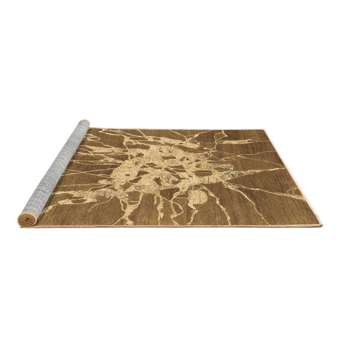 Sideview of Machine Washable Abstract Brown Contemporary Rug, wshcon2287brn