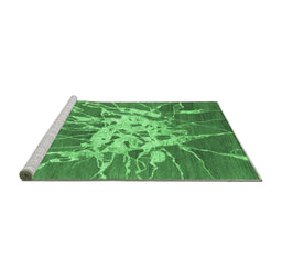 Sideview of Machine Washable Abstract Emerald Green Contemporary Area Rugs, wshcon2287emgrn