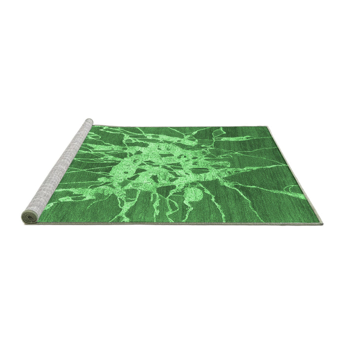 Sideview of Machine Washable Abstract Emerald Green Contemporary Area Rugs, wshcon2287emgrn