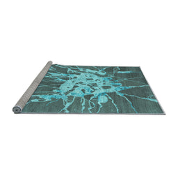 Sideview of Machine Washable Abstract Light Blue Contemporary Rug, wshcon2287lblu