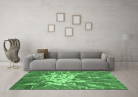 Machine Washable Abstract Emerald Green Contemporary Rug, wshcon2287emgrn