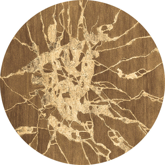 Round Machine Washable Abstract Brown Contemporary Rug, wshcon2287brn